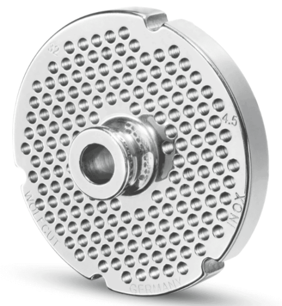 WOLFCUT | Stainless steel grinder plates for size 32 | LS | With hub | 4 grooves | Durable | 4,5 mm