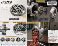 WOLFCUT | Stainless steel grinder plates for size 32 | LS | With hub | 4 grooves | Durable | 2,5 mm