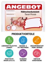 Set gelamineerde vleesetiketten. 140 stuks A7 | 35 stuks | A4-formaat | Neutraal