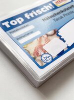 Set gelamineerde vleesetiketten. 140 stuks A7 | 35 stuks | A4-formaat | Neutraal
