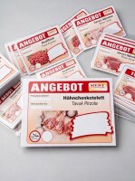 Set gelamineerde vleesetiketten. 140 stuks A7 | 35 stuks A4-formaat met logo