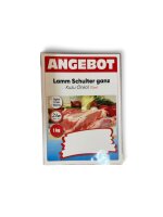 Laminierte Fleisch Etiketten Set. 140 Stück A6 | 35 Stück | A4 Format | neutral in Blau Version