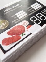 Laminierte Fleisch Etiketten Set. 140 Stück A6 | 35 Stück | A4 Format | neutral in Schwarz Version
