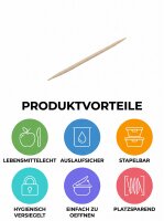 Bambus Zahnstocher | Tooth Pick 65x2mm | gehüllt (Paper wrapped) 1000 Stück / Pack | (1000x25 Pack) | (25 000 Stück)