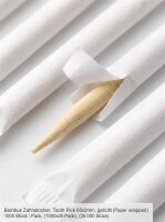 Bambus Zahnstocher | Tooth Pick 65x2mm | gehüllt (Paper wrapped) 1000 Stück / Pack | (1000x25 Pack) | (25 000 Stück)