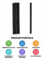 PP reusable straws | Black | 2x240mm | 5000 pcs / carton | (20x250)