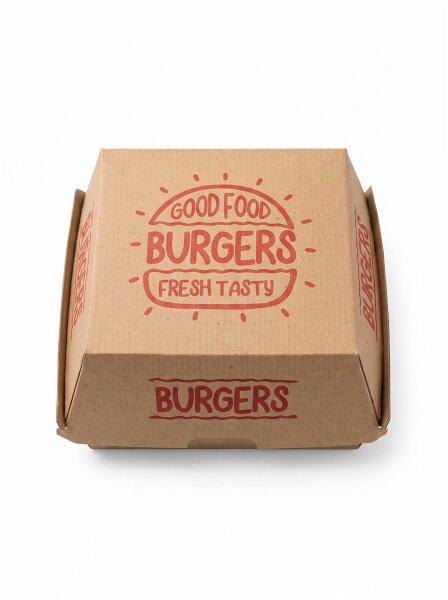 Hamburger box (New York) | Large | 115x115x90 | F flute | 150 pcs / carton | (3 packs x50)