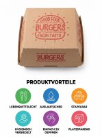 Hamburger box (New York) | Large | 115x115x90 | F flute | 150 pcs / carton | (3 packs x50)