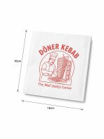 Döner poşeti | 16x16cm | Kırmızı "DÖNER KEBAB" baskılı beyaz | 4kg / kutu | (dispenser kutusu )