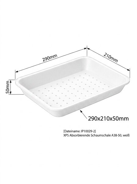 XPS Absorbierende Schaumschale A38-50 | weiß | 290x210x50mm | 420 Stück/Sack
