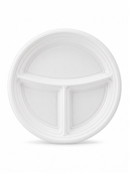 Reusable meal plates | 3 compartments | (PP)22cm | 800 pcs / carton | (8x100)