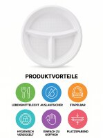 Reusable meal plates | 3 compartments | (PP)22cm | 800 pcs / carton | (8x100)