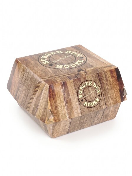 Hamburgerbox | Kraft | Wood Design-M | 500 stuks / doos | (50x10)