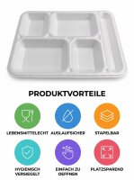 Menüschale | 5-Fach | Tabldot | Weiß | 100 Stück / Pack