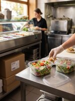 Salad box | 250 cc | Square | Combination pack | With lid | 250 pcs / carton