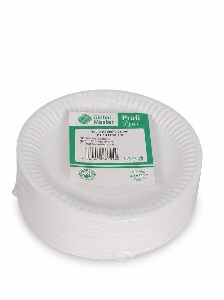 Paper plates-18 round | Diameter 18cm | 1000 pcs / carton