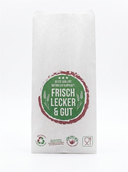 Bakery bags type 635 | 20+10x36cm | With neutral | Dr Krp white | Threaded 1000 pcs / pack