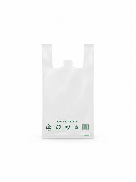 50 mic hemddraagtassen LLDPE wit met bedrukking | 32x20x60cm 250stuks/ doos