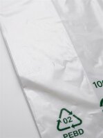 50 mic hemddraagtassen LLDPE wit met bedrukking | 32x20x60cm 250stuks/ doos