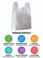 Sacs bretelles - BLANC - Elite | HDPE en bloc | 30x18x55cm | 1000 pièces / carton (10x100)