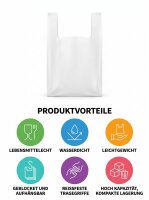 Sacs bretelles | Blanc | HDPE | En bloc | 30+18x55cm |...
