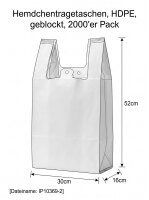 Sacs bretelles | HDPE | En bloc | 30x16x52 cm | Paquet de...
