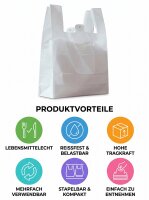 Hemdchentragetaschen | HDPE | Weiß | Geblockt | 28+14x48cm | 2000 Stück / Karton | (20x100)