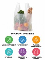 Sacs bretelles blancs | HDPE | En bloc | 25+12x45cm | 2000 pièces / carton | (20x100)