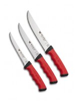 WOLFCUT | Couteaux de boucher lot de 3 | Set 15 / 17 / 19cm - rouge