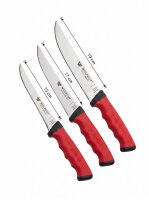 WOLFCUT | Couteaux de boucher lot de 3 | Set 15 / 17 / 19cm - rouge