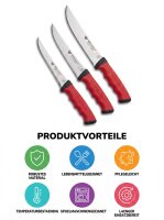 WOLFCUT | Couteaux de boucher lot de 3 | Set 15 / 17 / 19cm - rouge