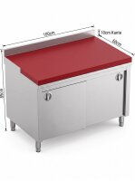 Stainless steel table / cutting table with sliding door |...