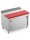Stainless steel table / cutting table with sliding door | 10cm high upstand and full red board | 100x60x85cm