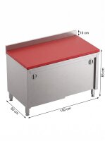 Stainless steel table / cutting table with sliding door |...