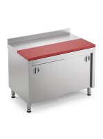 Stainless steel table / cutting table with sliding door |...