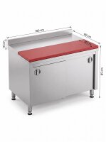 Stainless steel table / cutting table with sliding door |...