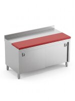 Stainless steel table / cutting table with sliding door |...