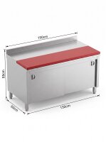Stainless steel table / cutting table with sliding door |...