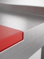 Stainless steel table / cutting table with bottom shelf | 10cm high upstand and 30cm red board | 100x60x85cm