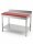 Roestvrijstalen tafel / uitbeentafel met onderblad | 10cm hoge opstaande rand en 30cm rode plaat | 150x60x85cm