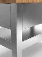 Hackblock aus Birkenholz u. Edelstahl | gestl. u. ablage boden | 70x50x90cm