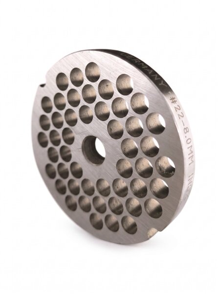 WOLFCUT | Grilles de hachoir en inox pour taille 22 | avec moyeu | 2 encoches | longue durée de vie | 8mm