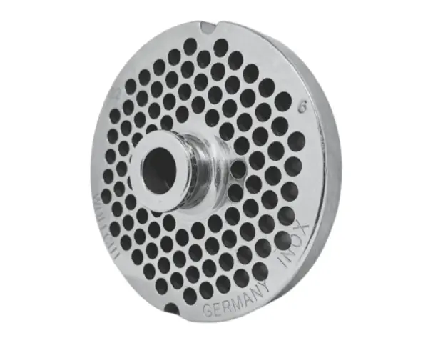 WOLFCUT | Grilles de hachoir en inox pour taille 22 | avec moyeu | 2 encoches | longue durée de vie | 6mm