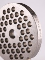 WOLFCUT | Grilles de hachoir en inox pour taille 22 | avec moyeu | 2 encoches | longue durée de vie | 6mm