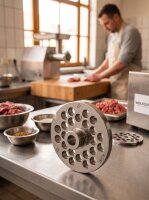 WOLFCUT | Stainless steel meat grinder plates for size 22 | with hub | 1 keyway | durable | 10mm