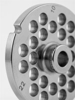 WOLFCUT | Stainless steel meat grinder plates for size 22 | with hub | 1 keyway | durable | 10mm