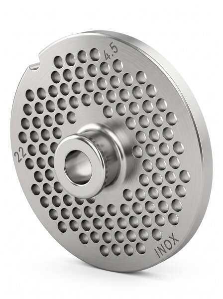 WOLFCUT | Stainless steel meat grinder plates for size 22 | with hub | 1 keyway | durable | 4,5mm