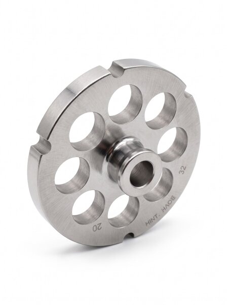 WOLFCUT | RVS gehaktmolenplaten voor maat 32 | met naaf | 4 groeven | duurzaam | 26mm