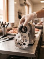 WOLFCUT | RVS gehaktmolenplaten voor maat 32 | met naaf | 4 groeven | duurzaam | 26mm