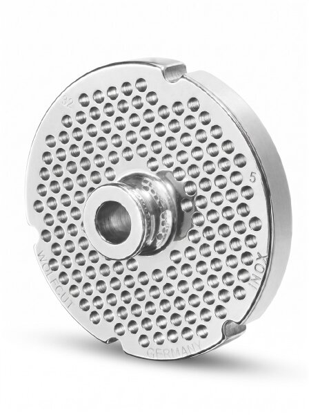 WOLFCUT | Stainless steel meat grinder plates for size 32 | with hub | 4 keyways | durable | 5mm